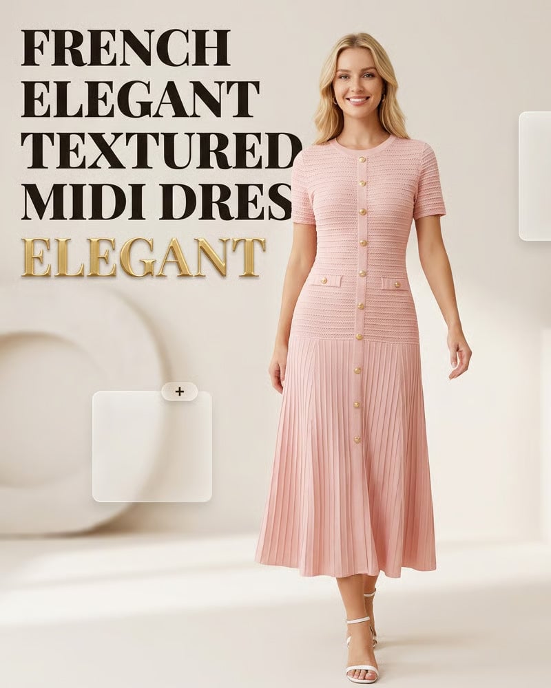 Klänning Rundhals Slim Fit Knapp Patchwork