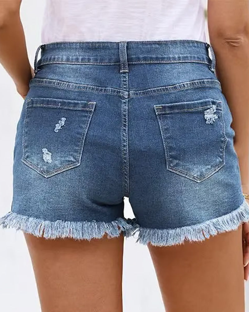 Shorts Rå Fåll Denim