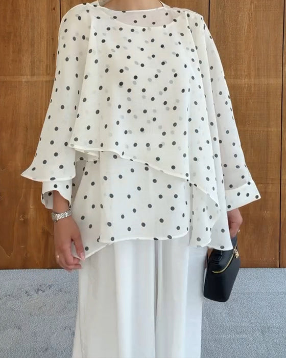 Blus Polka Dot Oregelbunden