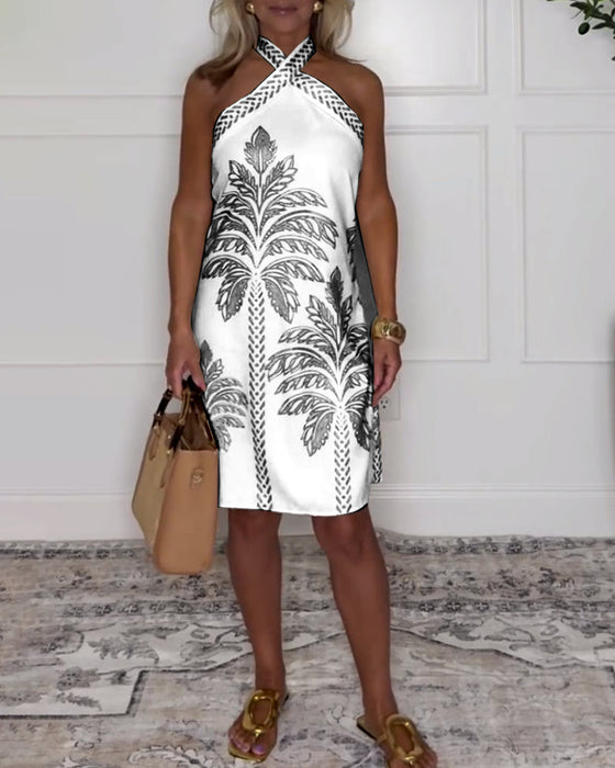 Klänning elegant cross grimma knälängd