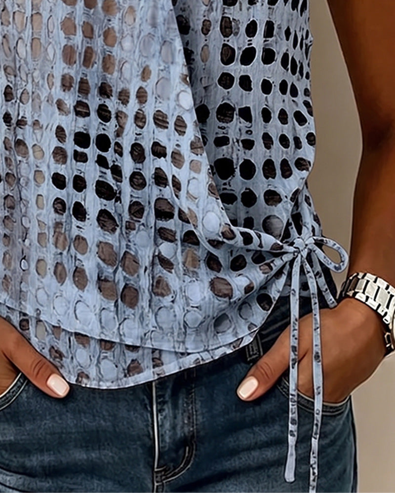Blus V-Hals Kors Halter Prickig Ärmlös