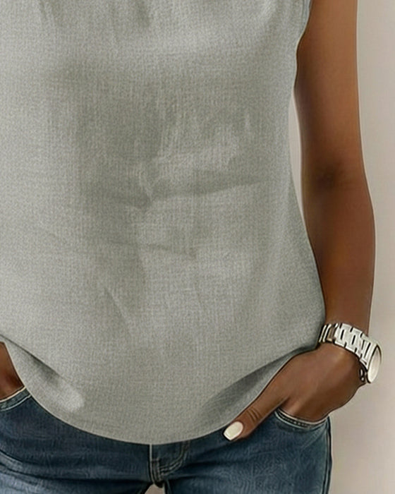 Blus Kraglös Ärmlös Elegant