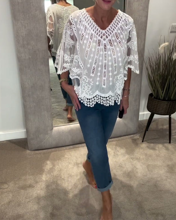 Blus V-Ringning Stilfull