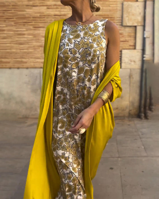 Vintage tryck elegant tvådelad kostym