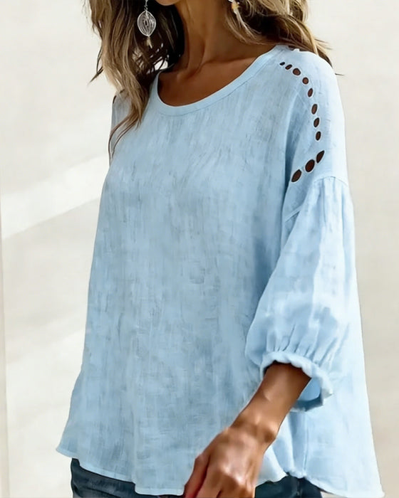 Blus Urholkad Bomull Och Linne