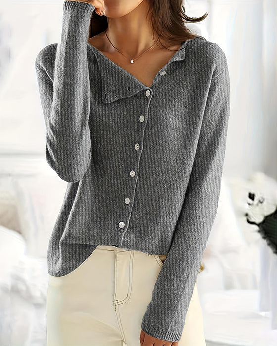 Pullover Knapp Oregelbunden Solid