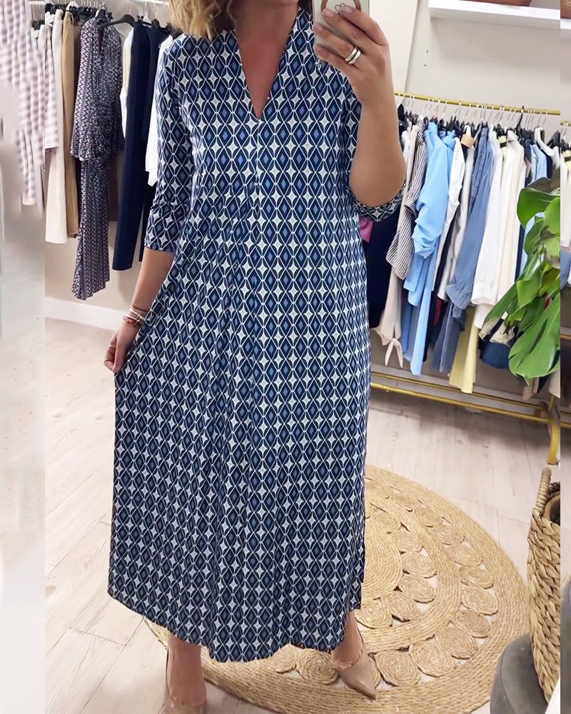 Klänning Geometrisk Tryck Maxi