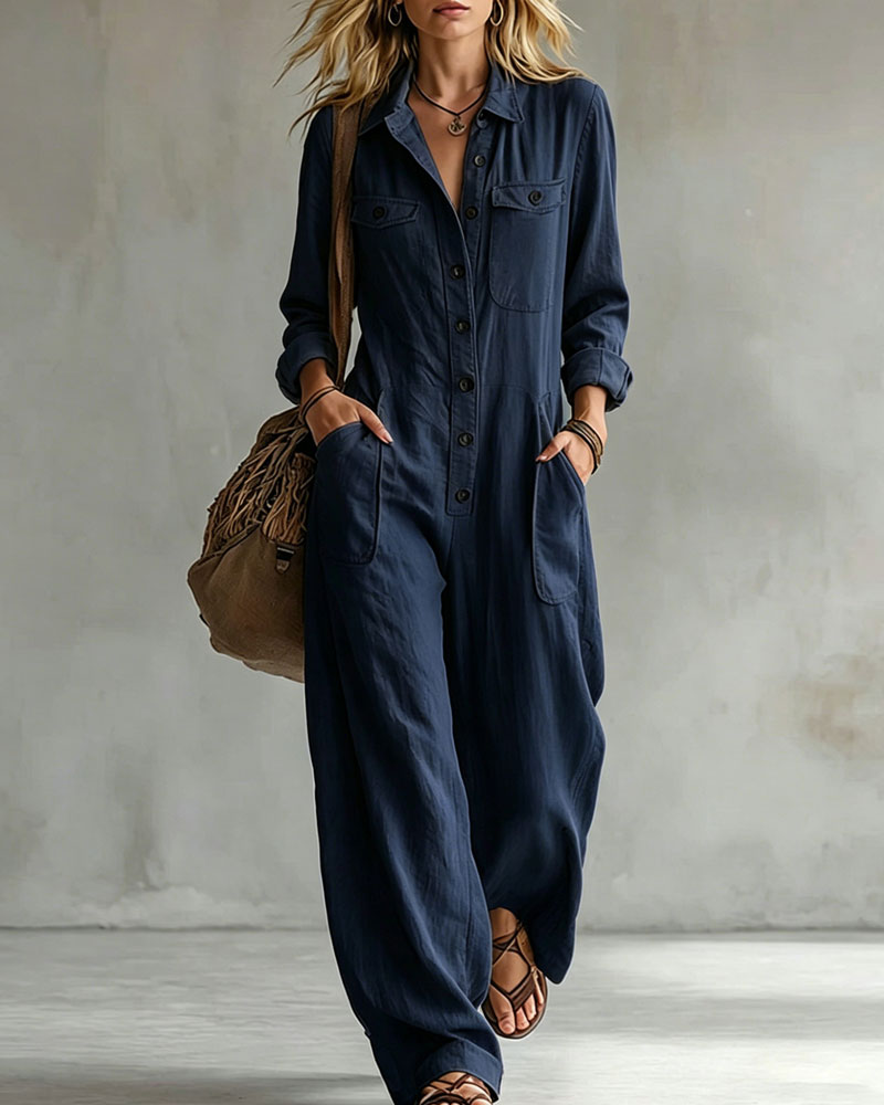 Jumpsuit Enfärgad Långärmad