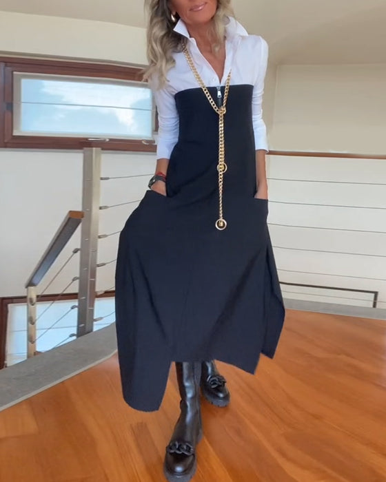 Fashionabla enfärgade kjol med dragkedja