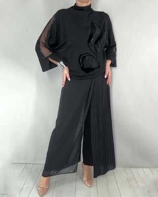 Enfärgad Topp Med Rhinestone Och Polokrage