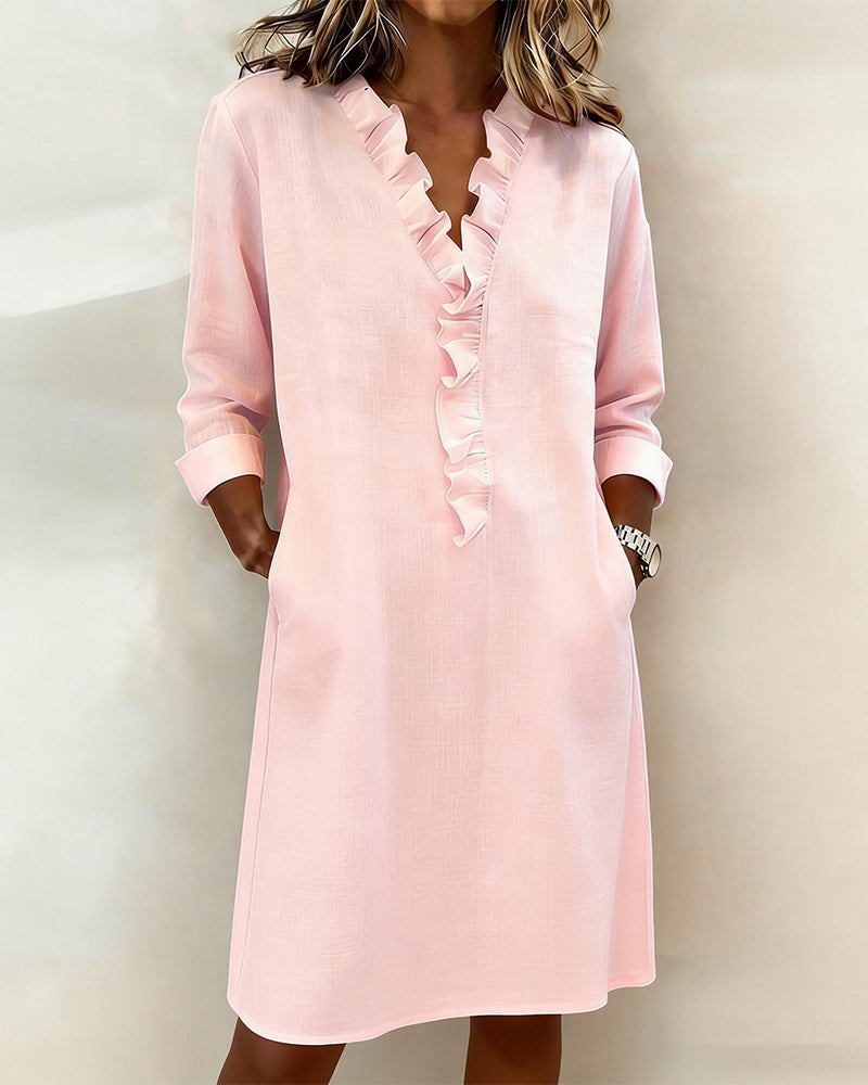 Klänning Ryschad V-Ringning Enfärgad