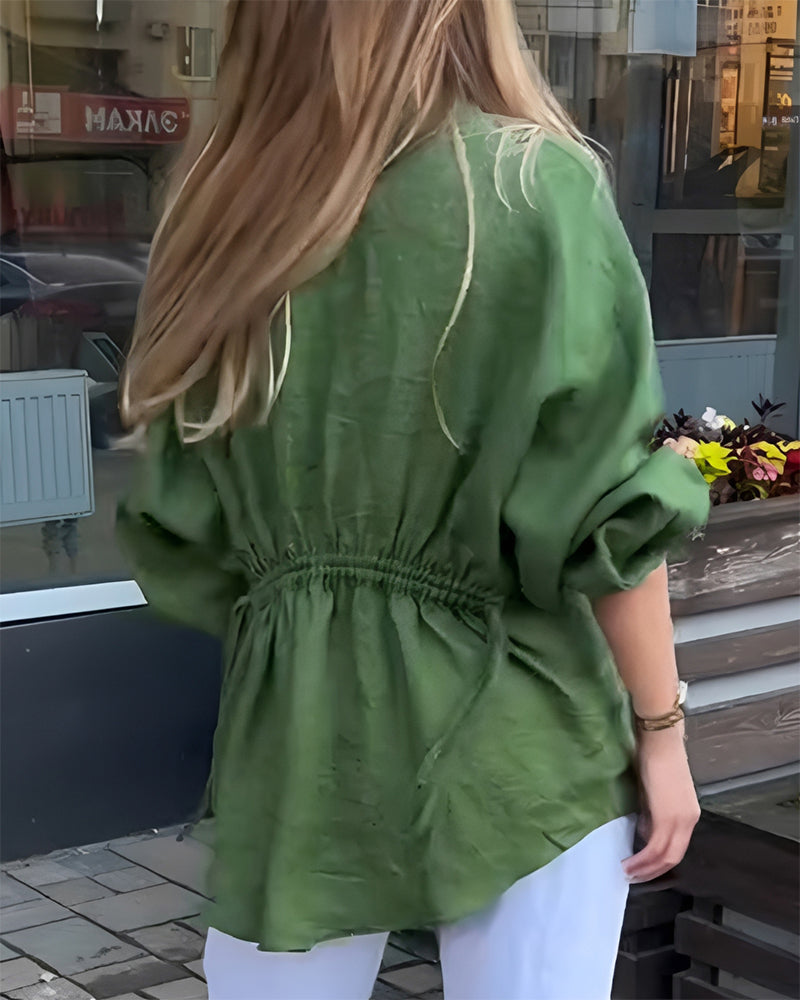 Blus Elastisk Midja Lykta Ärm