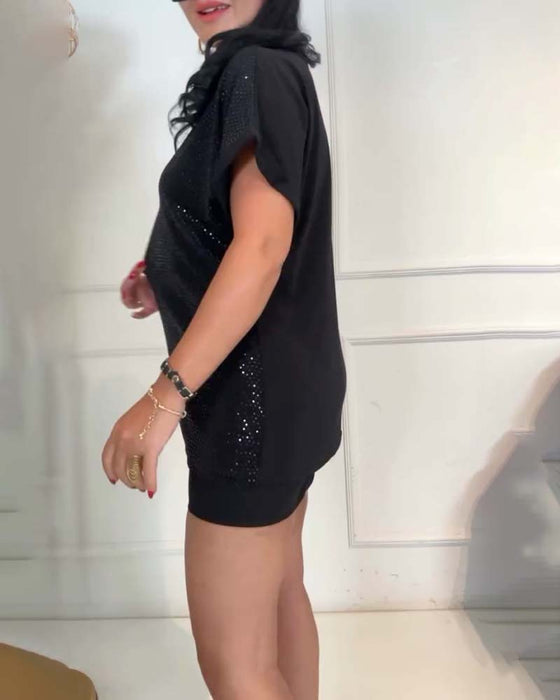 Blus V-ringning Paljetter Elegant