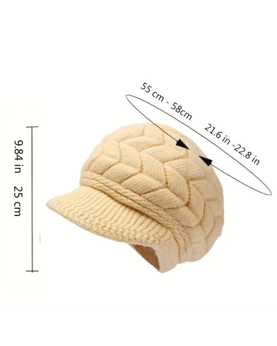 Damt Flätstickad Vinter Slouchy Beanie Mössa Mjuk Varm Töjbar