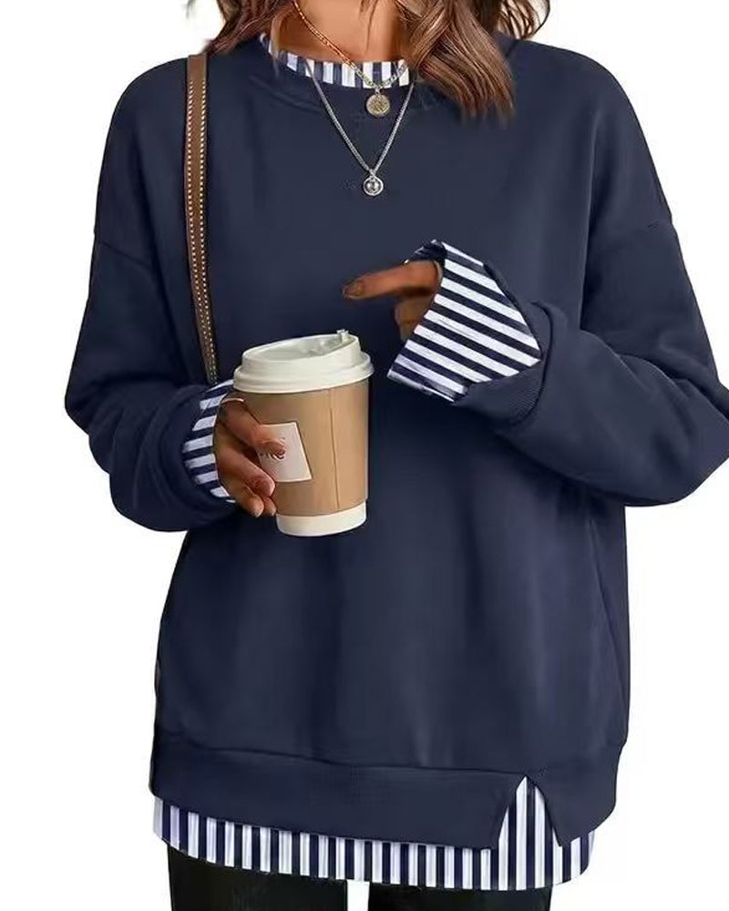 Tröja Falsk Skiktad Lös Lång Ärm