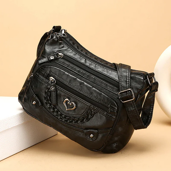 Damernas Mjuka PU Läder Multi-Ficka Crossbody Väska