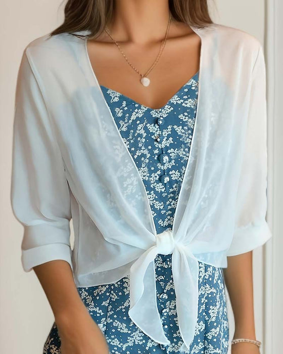 Cover-Up Sheer Chiffong Kort Ärm Solskydd