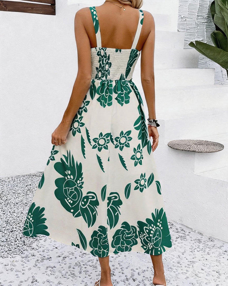 Klänning Elegant Rem Tryck