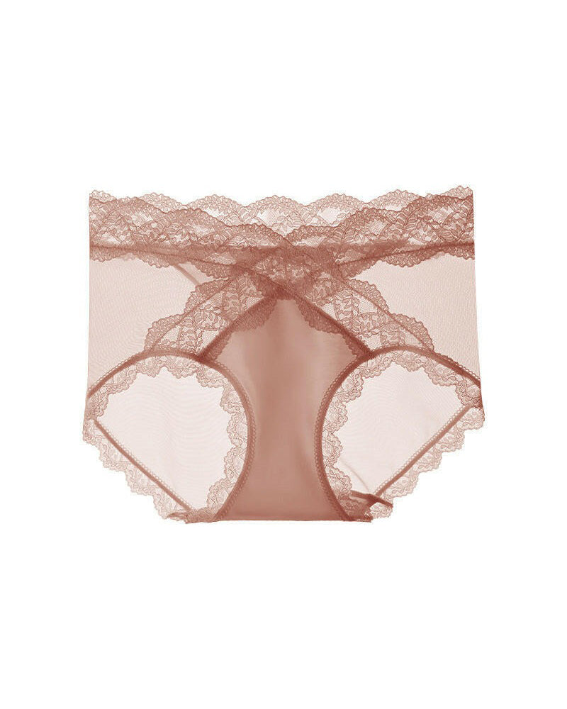 Dam Hög Midja Spets Sömlöst Stretch Sidenmjukt Underkläder