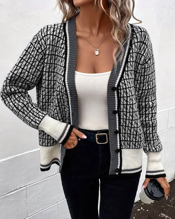 Cardigan Vintage Rutig Knapprad