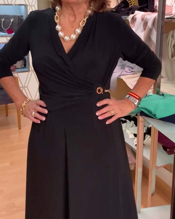 V-ringning Smalpassad Midjeslit Klänning