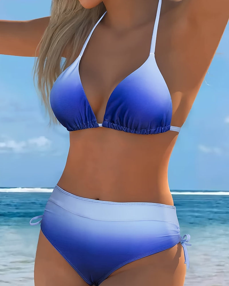 Bikini Halterneck Snörning Gradient