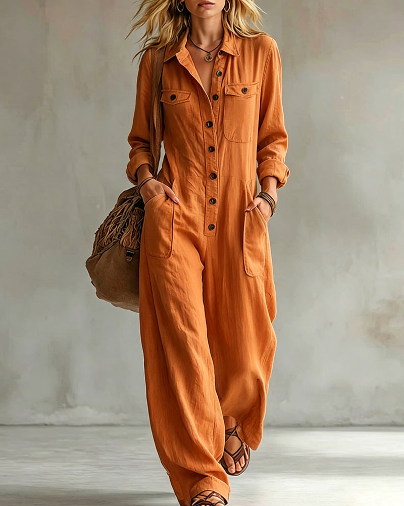 Jumpsuit Enfärgad Långärmad