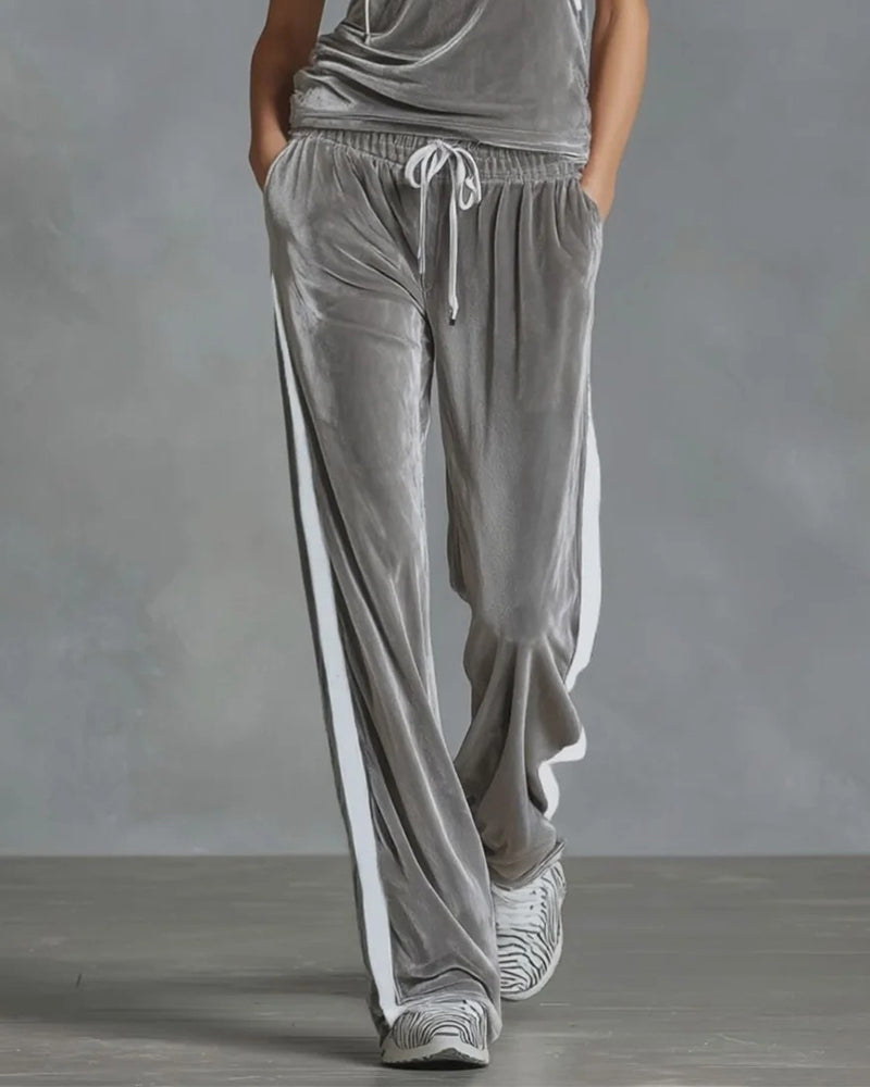 Set Sammet Med Huva Ärmlös