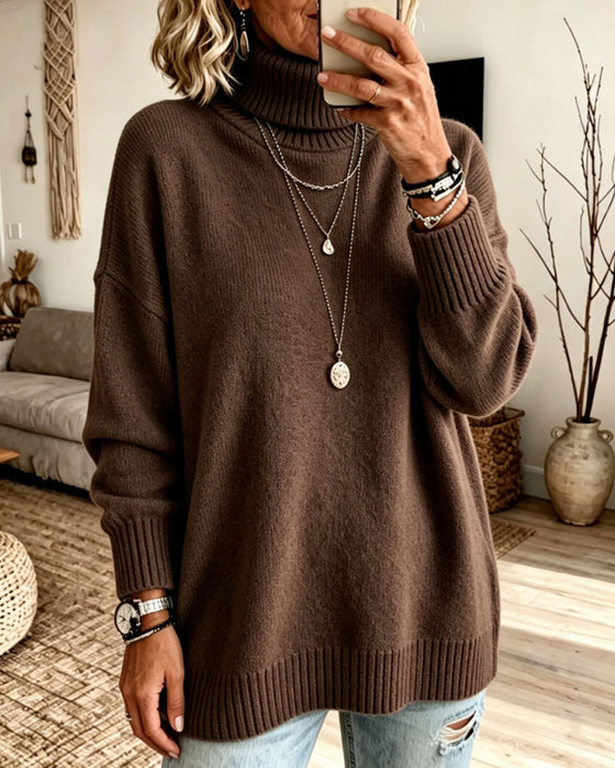 Pullover Hög Halsning Lös