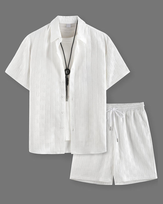 Set Rutigt Polo Krage Casual Män