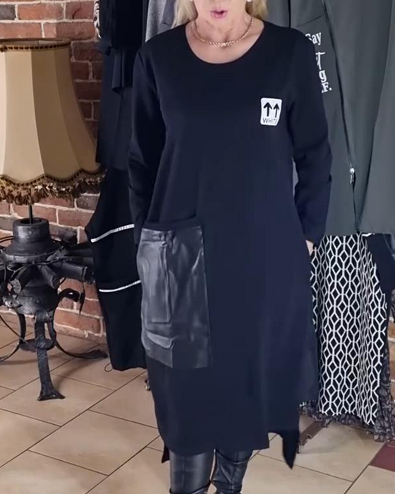 Klänning Lös Plusstorlek Pu-Paneler