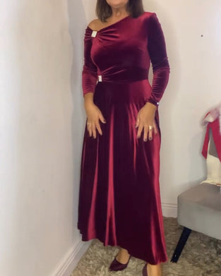 Klänning Stilfull Sammets Metallspännen