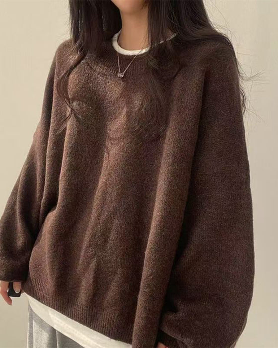 Pullover Rundhalsad Sida Slits