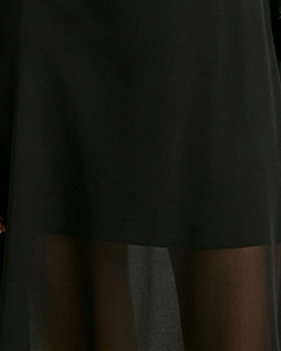 Klänning Stilig Draperad Hals Sheer