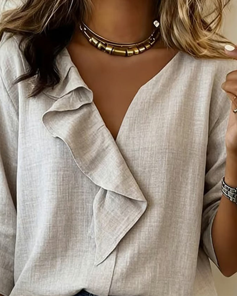 Blus Ryschad Enfärgad Långärmad