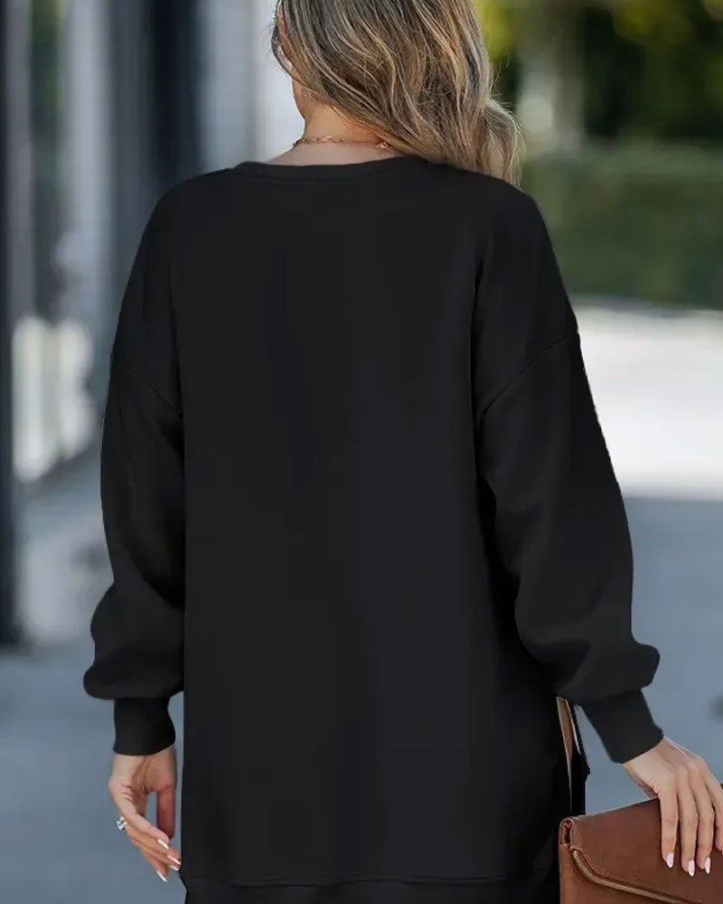 Klänning Vinglas Jul Tryck Lång Sweatshirt