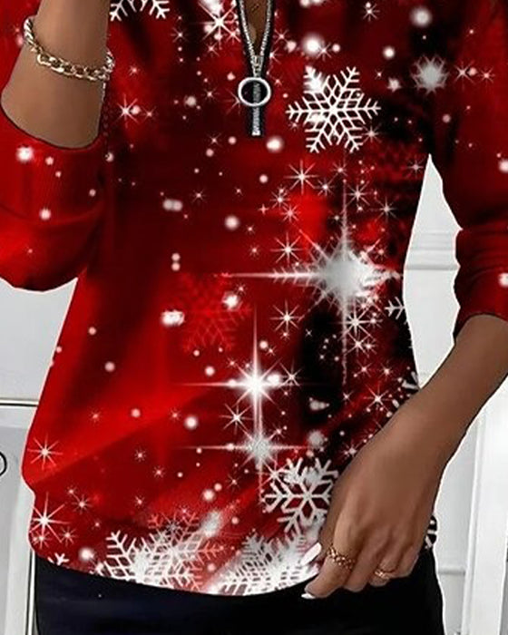 Sweatshirt Jul Snöflinga Halv Dragkedja