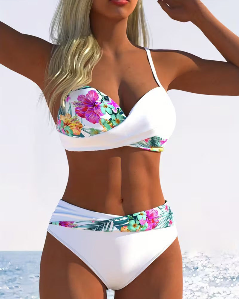 Bikini Bralette Stil Kontrast Tryck