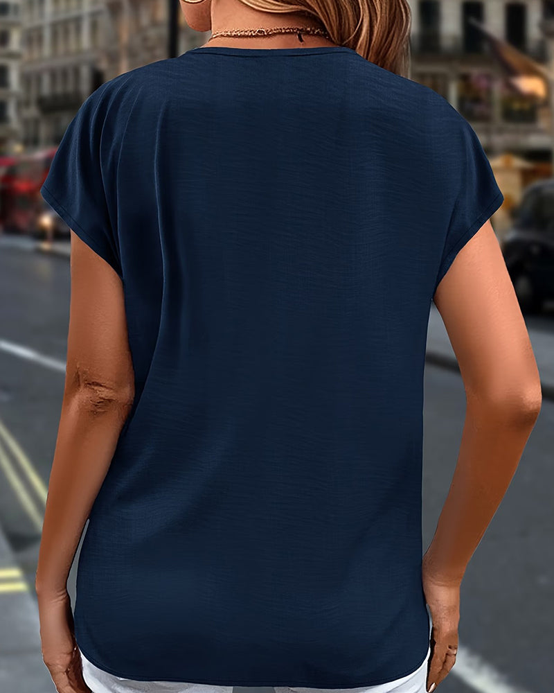 Blus Ryschig Kortärmad V-ringning