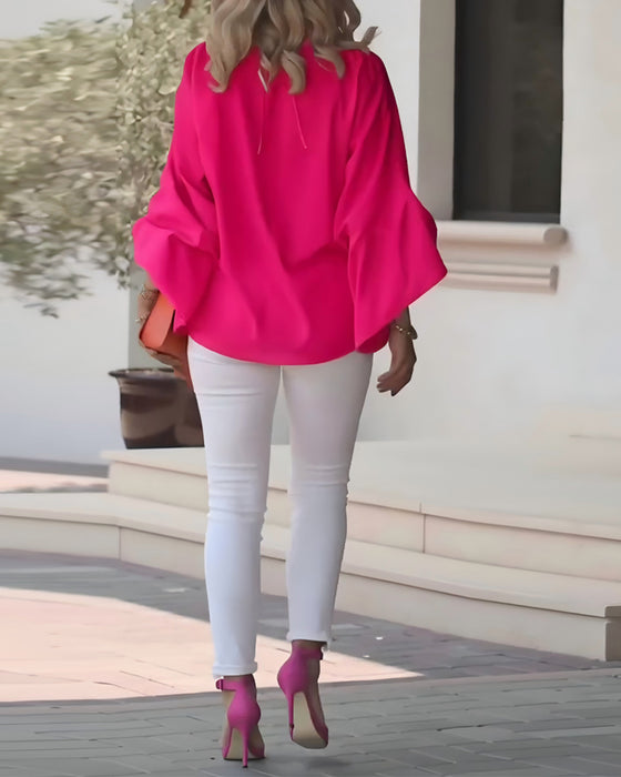 Skjorta Puffärm Elegant Kragad