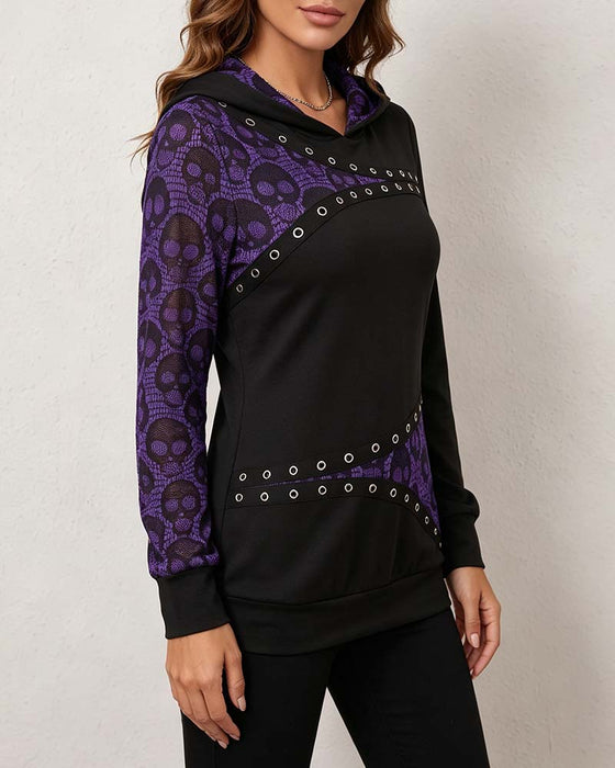 Hoodie Casual Färgblock