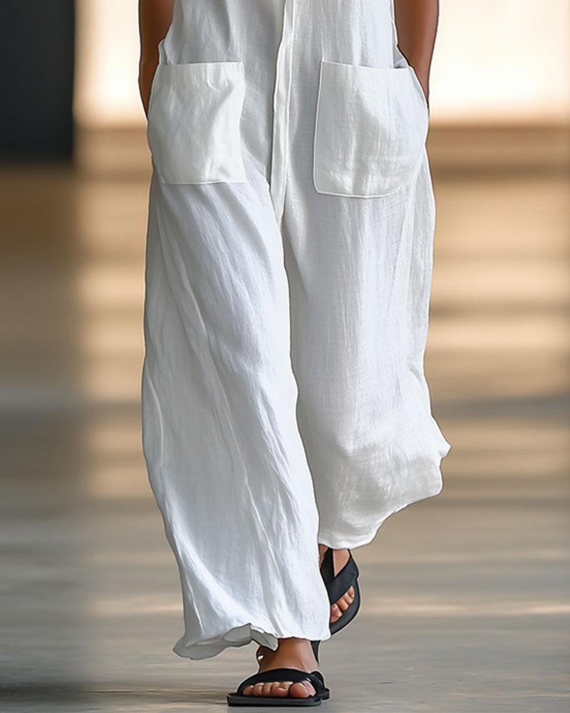 Jumpsuit Ärmlös Enkelknäppt Cargo