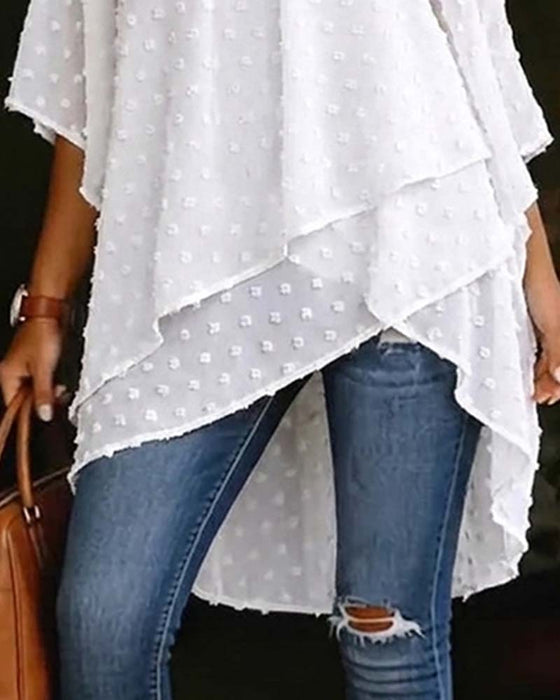 Blus Tredimensionell Blommig Enaxlad