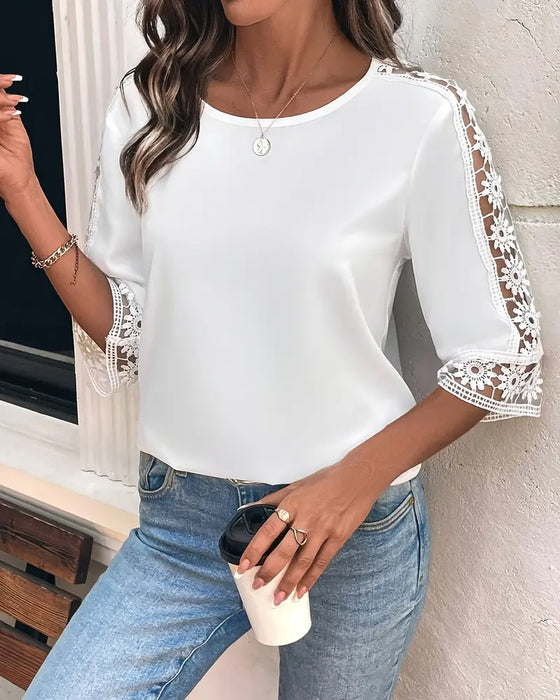 T-shirt Enfärgad Hål Hake Patchwork