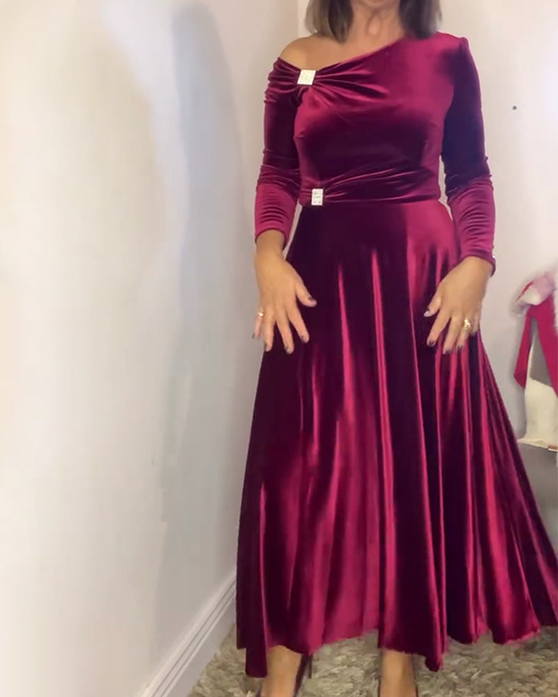 Klänning Stilfull Sammets Metallspännen