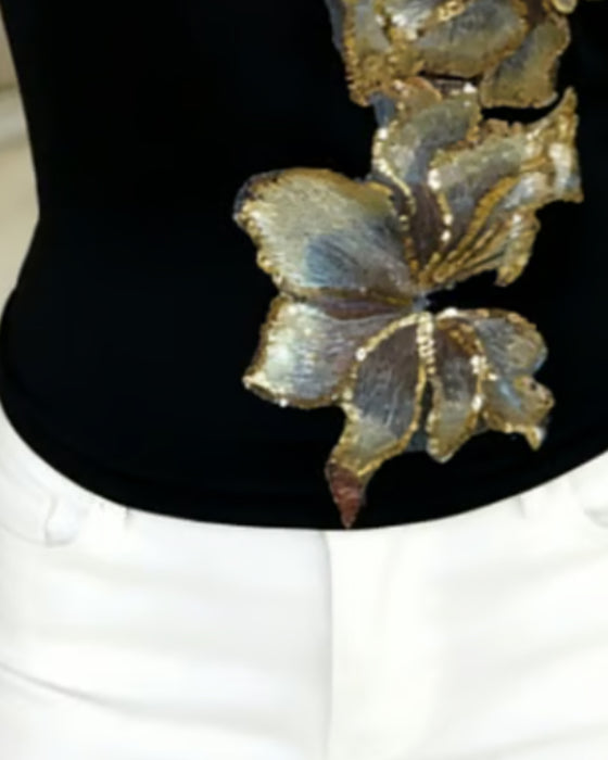 Cami Top Spagettiband Stor Blommig Tryck