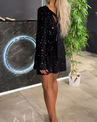 Klänning Pailletter Mode Knytband