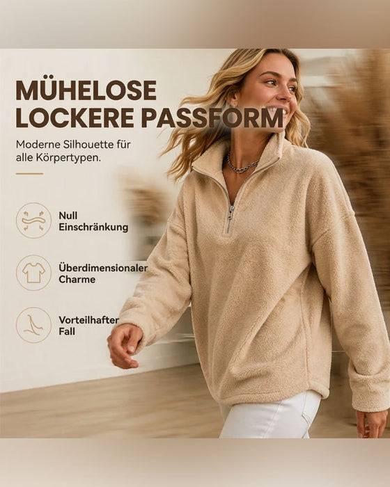 Sweatshirt Dragkedja Liten Ståndkrage Pullover