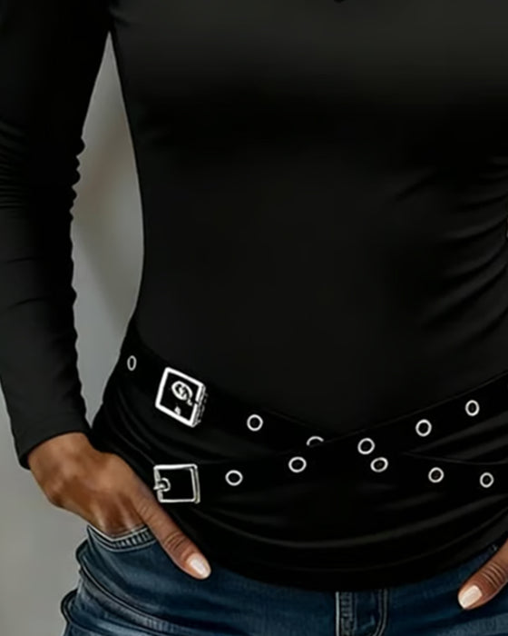 Topp Med Korsad V-Ringning Och Långa Ärmar