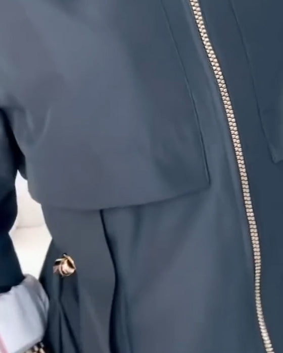 Jacka Trenchcoat Med Huvad Egenskap